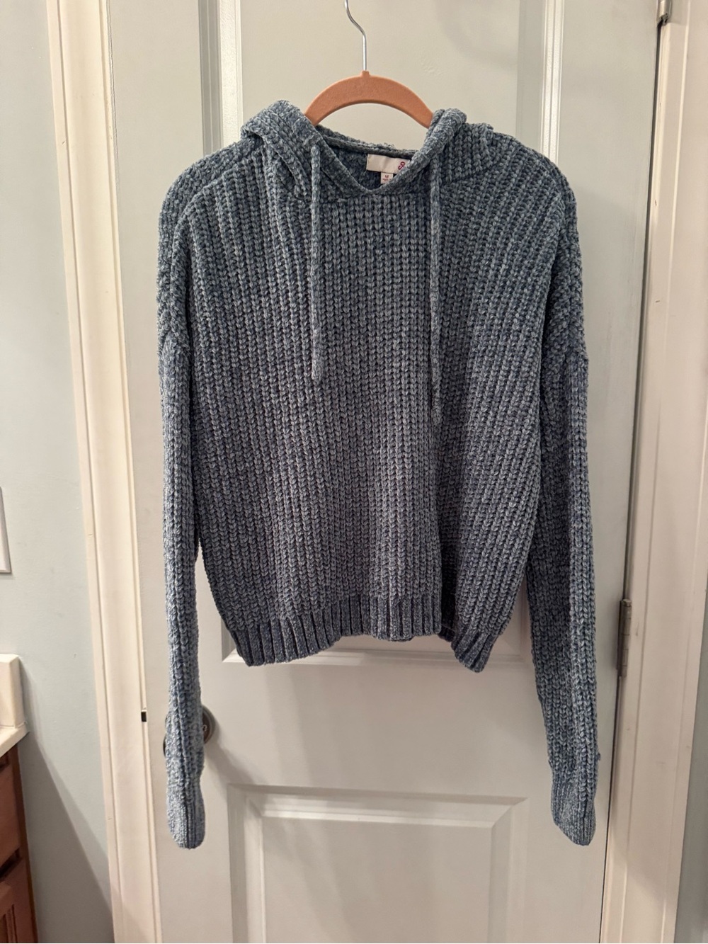 SO Chunky Hooded Crew Sweater - Steel Blue